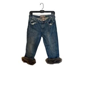 Women’s Candies Knickers Capri Jeans W/Fur Trim. Size 13